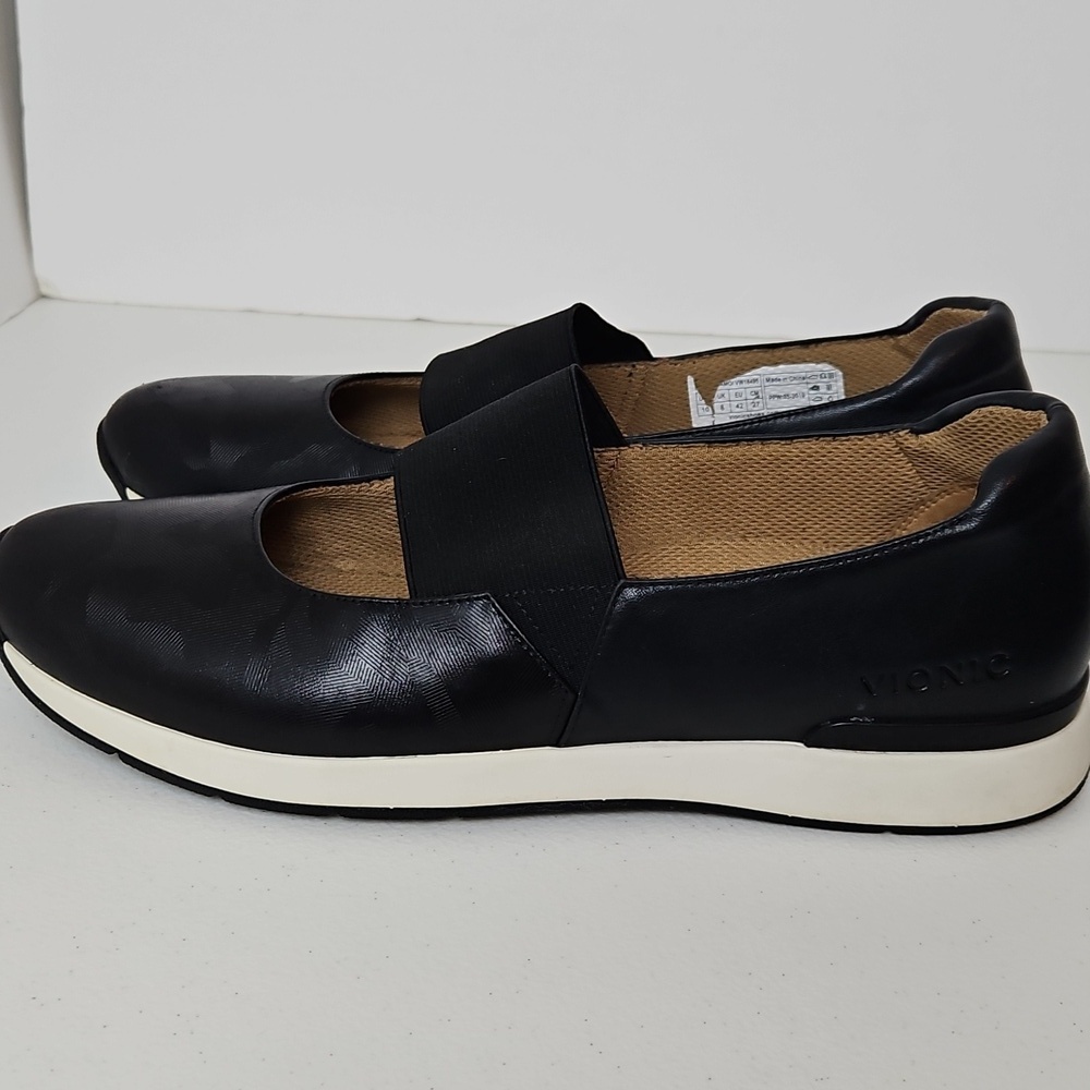 Vionic Cadee Black Camo Leather Slip On Mary Jane Shoes Orthotic Size 10 - Picture 4 of 12